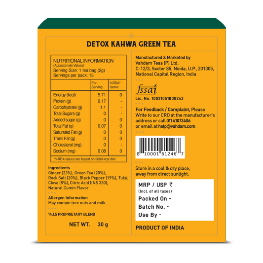 Detox Kahwa Green Tea, 15 Count