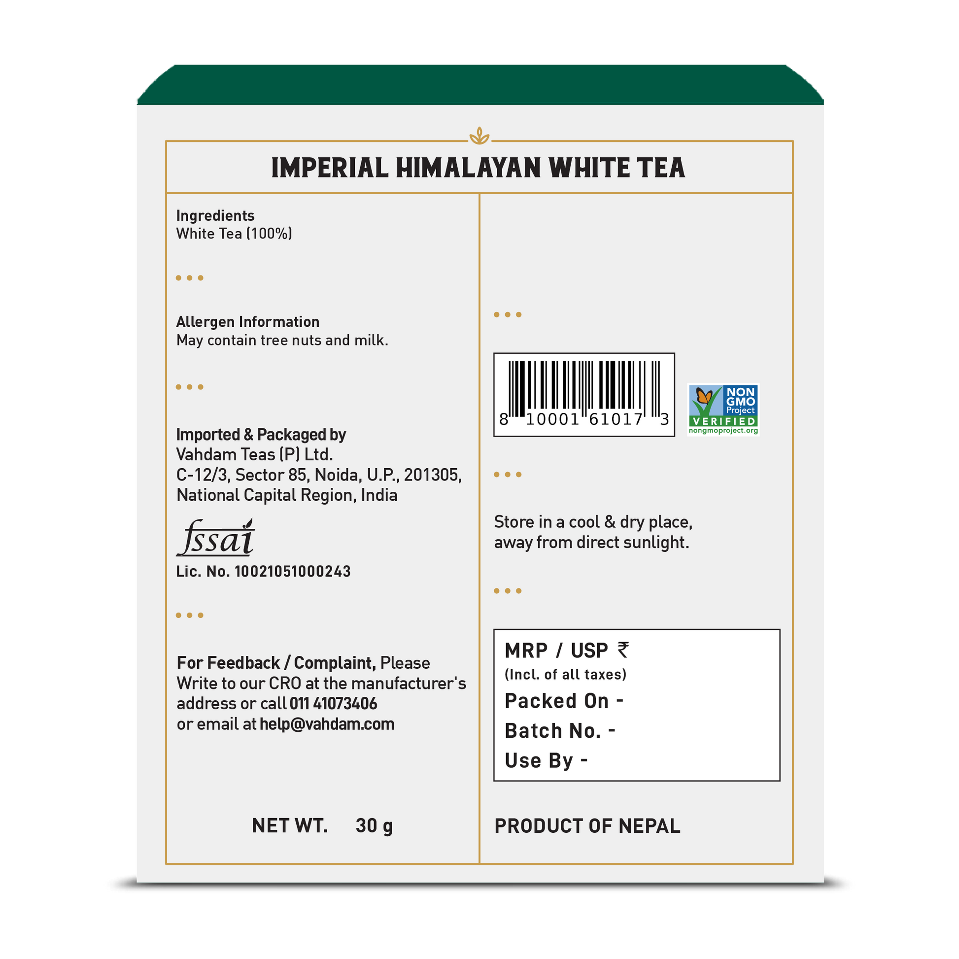 Imperial Himalayan White Tea, 15 Count