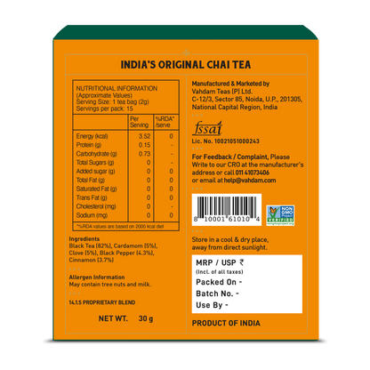 India's Original Masala Chai Tea, 15 Count