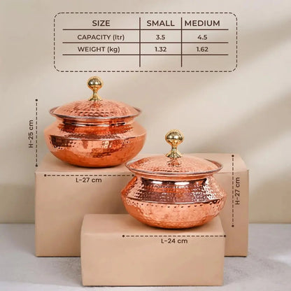 Artarium Copper Degchi with Lid Traditional Copper Cookware