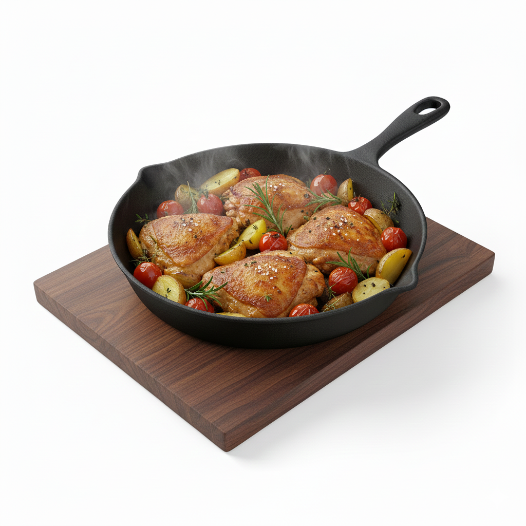 Esspy Cast Iron Frying Pan/Skillet | Pre-Seasoned, Induction Friendly | Non-Stick Pan | 100% Pure Cast Iron, Toxin-Free & Chemical-Free | Black