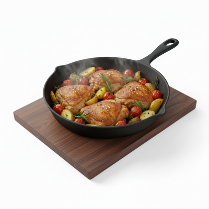 Esspy Cast Iron Frying Pan/Skillet | Pre-Seasoned, Induction Friendly | Non-Stick Pan | 100% Pure Cast Iron, Toxin-Free & Chemical-Free | Black