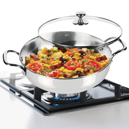 Milton Stainless Steel Kadhai with Glass Lid - 22cm