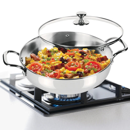 Milton Stainless Steel Kadhai with Glass Lid - 22cm
