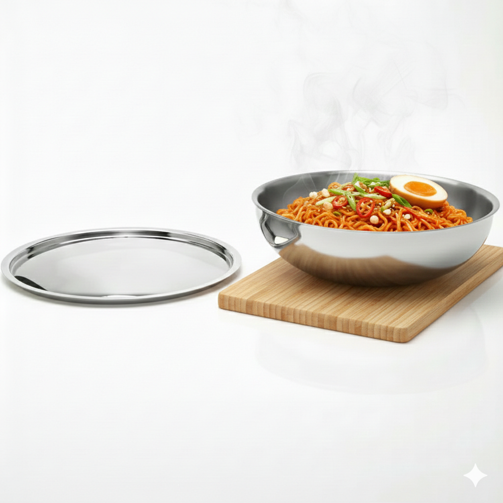 Esspy Tri-ply Stainless Steel Tasra/Taslas With S.s Lid | Even Heat Distribution | Less Oil Cooking | Premium Quality | 3 Layer Thick Body | 100% Toxin-free | Non-stick | Induction & Gas Compatible