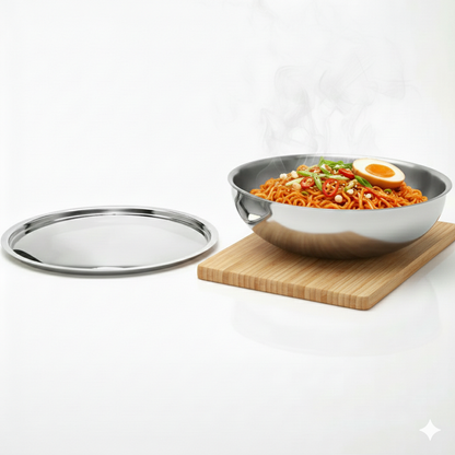 Esspy Tri-ply Stainless Steel Tasra/Taslas With S.s Lid | Even Heat Distribution | Less Oil Cooking | Premium Quality | 3 Layer Thick Body | 100% Toxin-free | Non-stick | Induction & Gas Compatible
