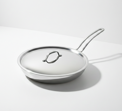 Esspy Tri-ply Stainless Steel Frying Pan With S.s Lid | Omelets Pan Non Stick | Gas & Induction Compatible | Riveted Handle | Food Safe & PFOA Free | Scratch Resistant
