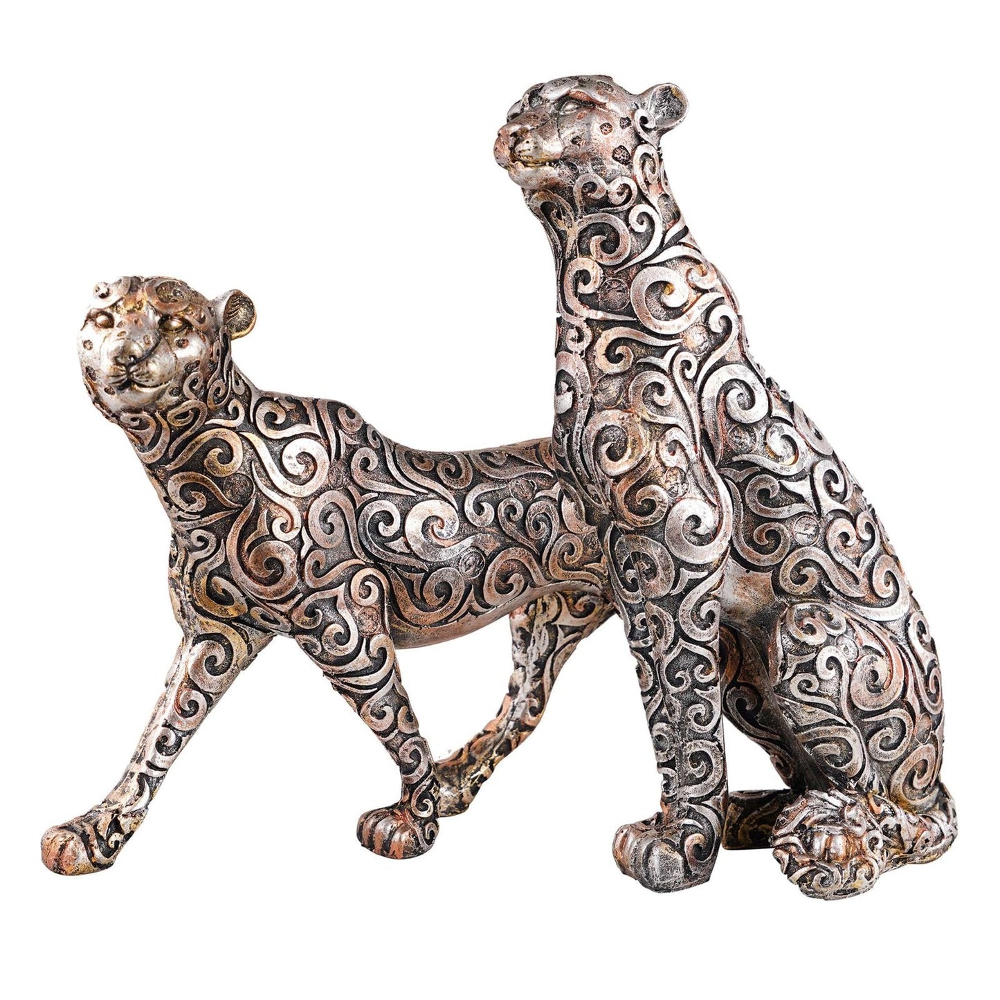 Panther Animal Showpiece Antique Sculpture for Home Decor Showpiece Figurine (Set Of 2)