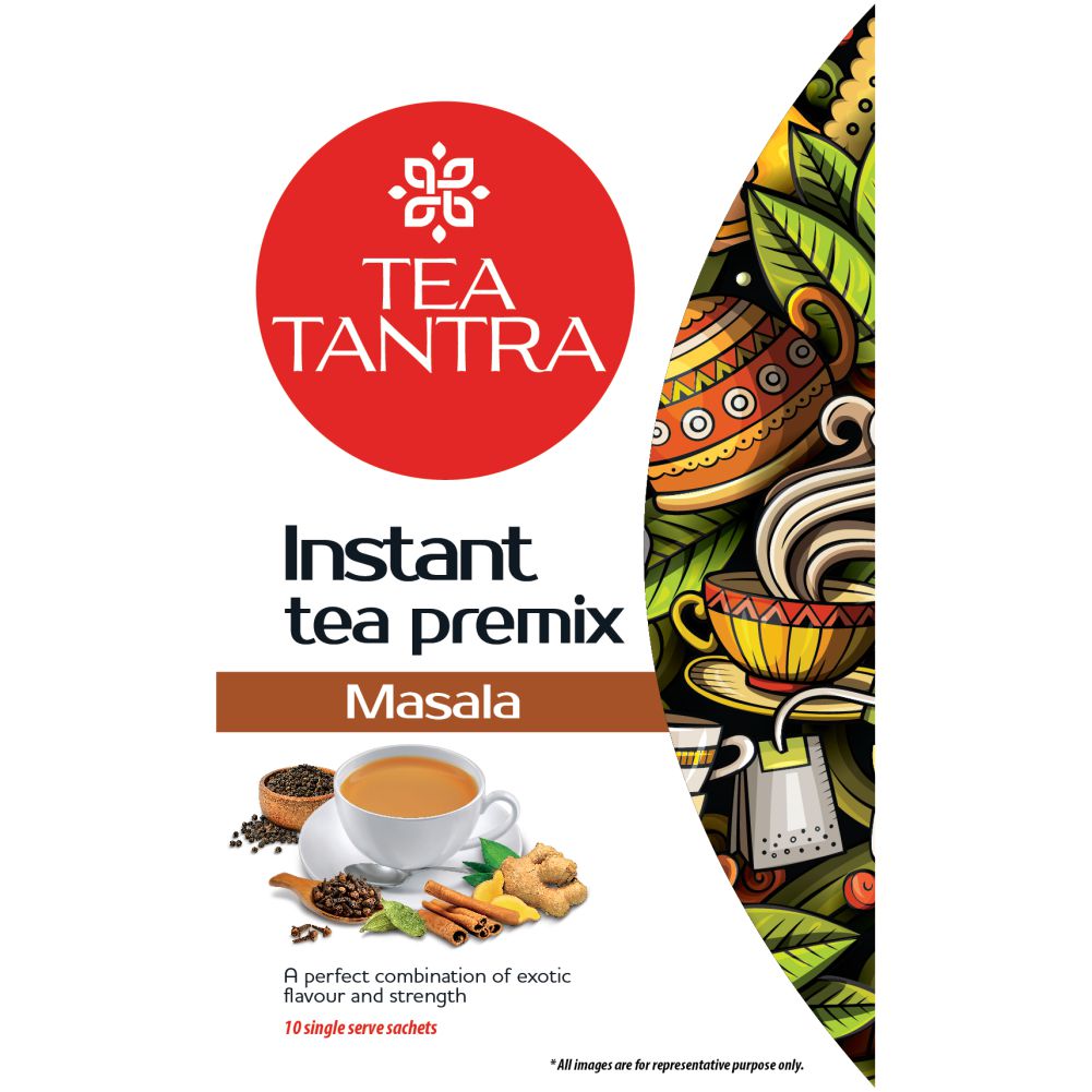 Tea Tantra Instant Masala Tea Premix powder | Authentic Spiced Blend | Ready To Drink | 10 Sachets | No artificial Colour & Flavours