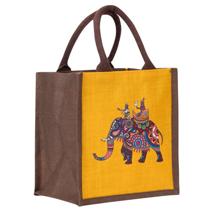 Jute Cottage Ambari Elephant Print Zipper Lunch Bag