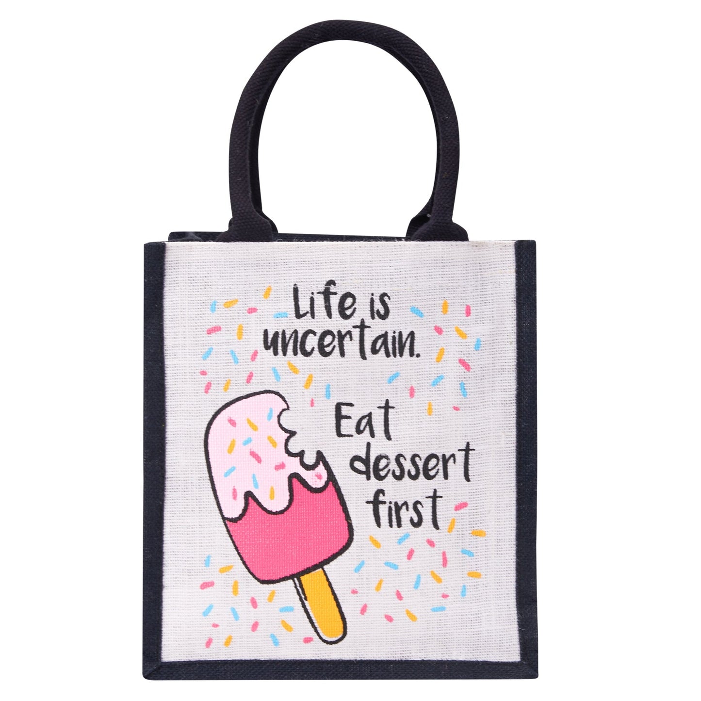 Jute Cottage Life Dessert Print Zipper Lunch Bag