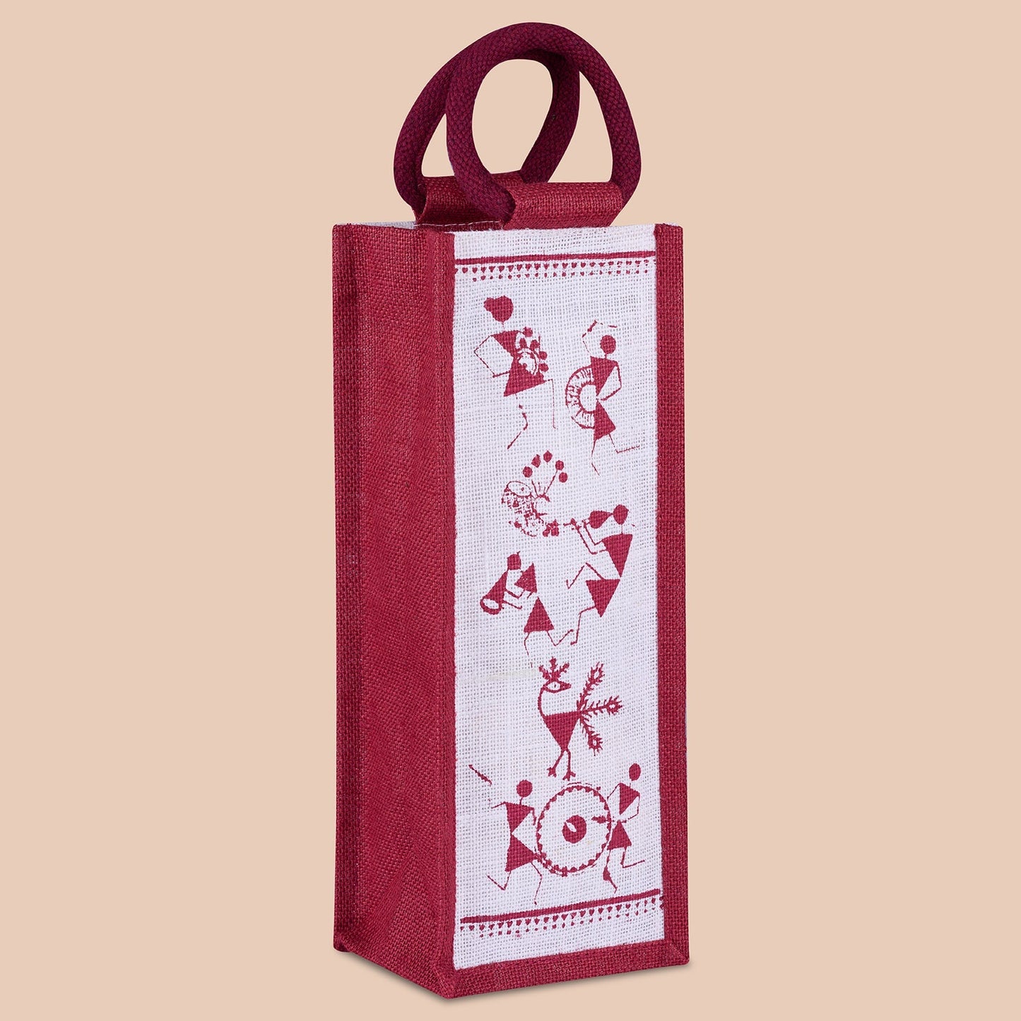 Jute Cottage Bottle Bag Warli Print