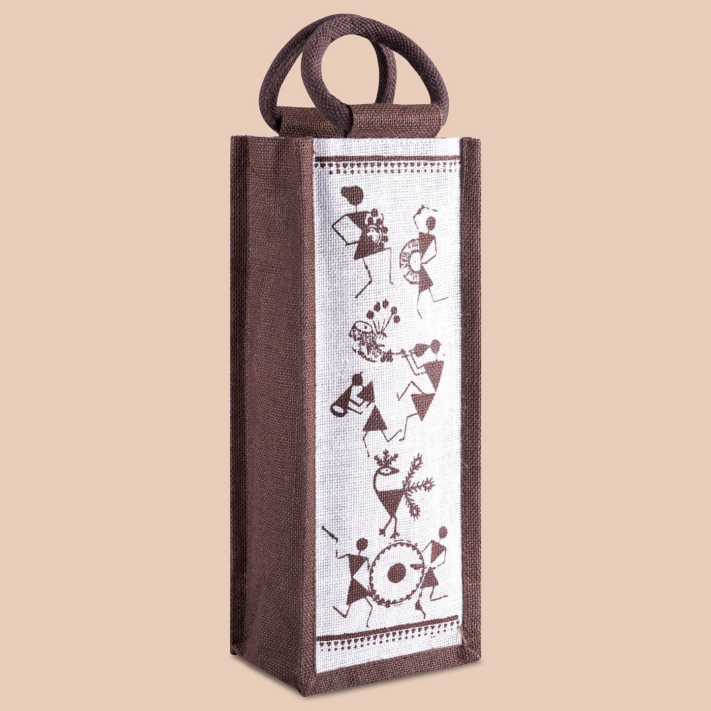Jute Cottage Bottle Bag Warli Print