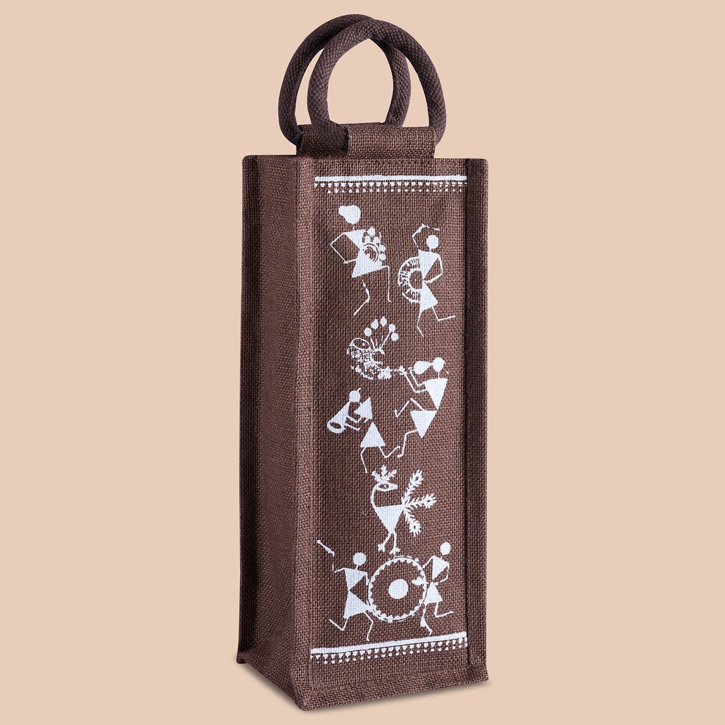 Jute Cottage Bottle Bag Warli Print