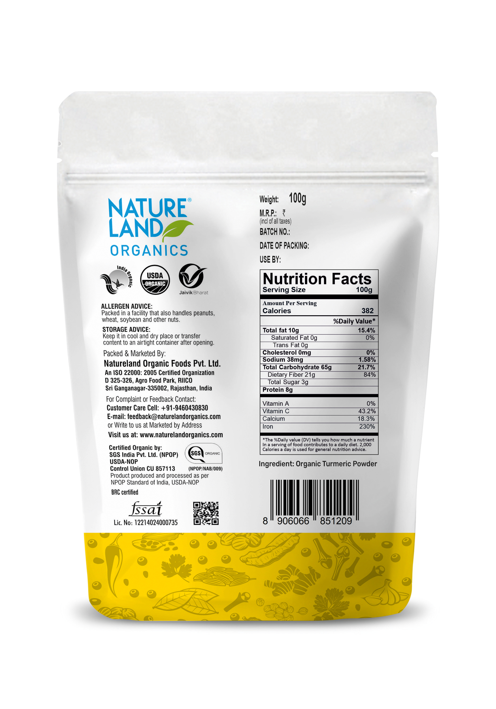 Organic Turmeric Powder 100 Gm