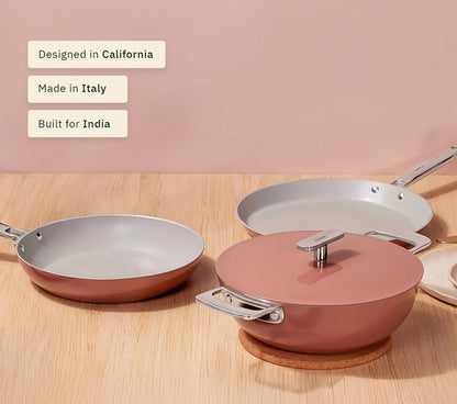 Ember Cookware Set of 3 with Storage Capri Series (Frypan+Kadai+Dutch Oven)