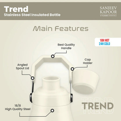 Sanjeev Kapoor by Classic Essentials Trend Insulated Water Bottle 750ml Ivory