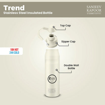 Sanjeev Kapoor by Classic Essentials Trend Insulated Water Bottle 750ml Ivory