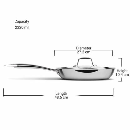 Milton ProCook Triply Stainless Steel Fry Pan with Lid