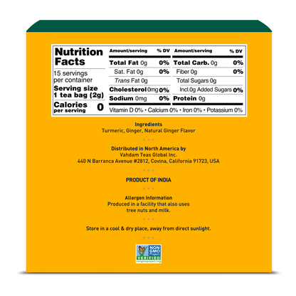 Turmeric Ginger Herbal Tea Tisane, 15 Count