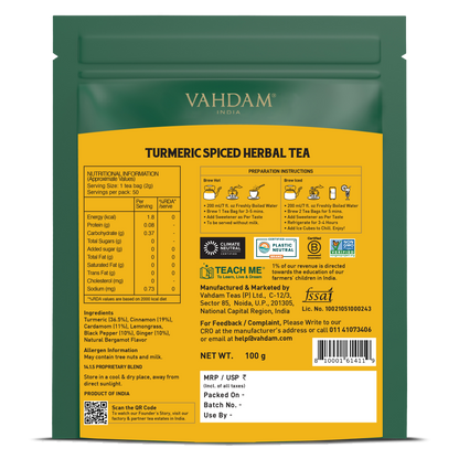 Turmeric Spiced Herbal Tea Tisane, 50 Count