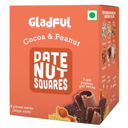 Gladful Date Nut Squares Cocoa and Peanut - 8 Bars