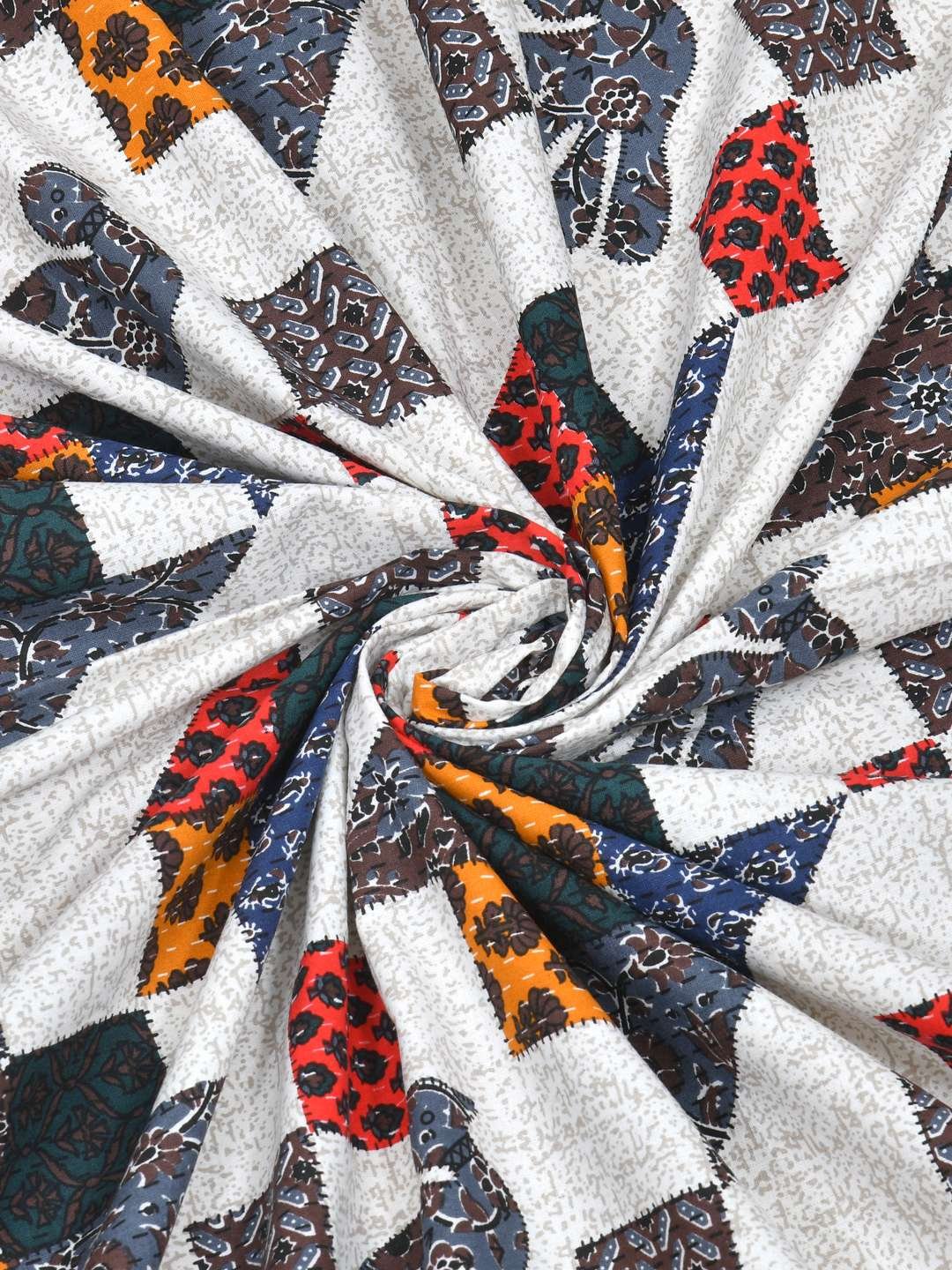 100% Pure Cotton Traditional Printed Bedsheet for Double Bed King Size Bedsheet with 2 Pillow Covers