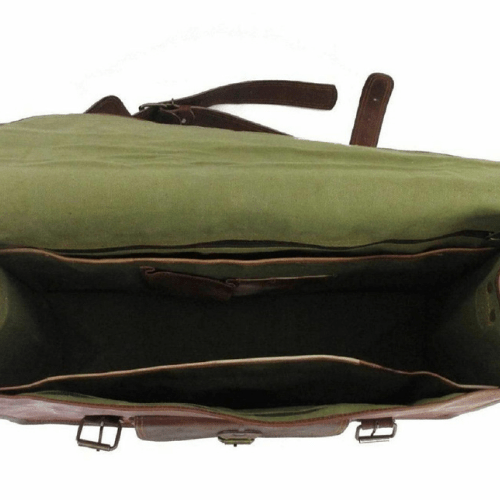 Craftshades –Single Pocket Double Strip 9*11 Inch Handcrafted Satchel Leather Bag | 100% Genuine Leather