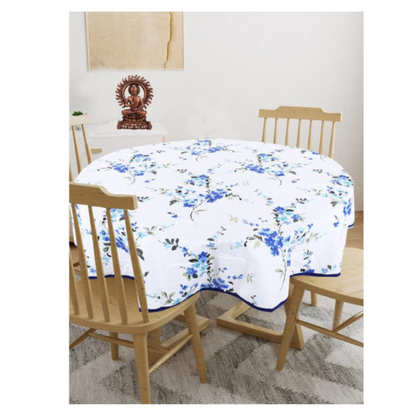 Texstylers Pink White Cotton Floral Round 4 Seater 48 Inches Diameter Center Coffee Table Cloth