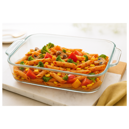 Borosil Every Day Square Glass Baking Dish Casserole With Handle | Borosilicate Glass | Microwave & Oven Safe | for Serving & Baking | 800 ml