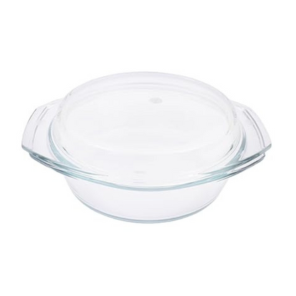 Borosil Glass Casserole Oven and Microwave Safe Serving Bowl With Glass Lid | 700ml | Transparent