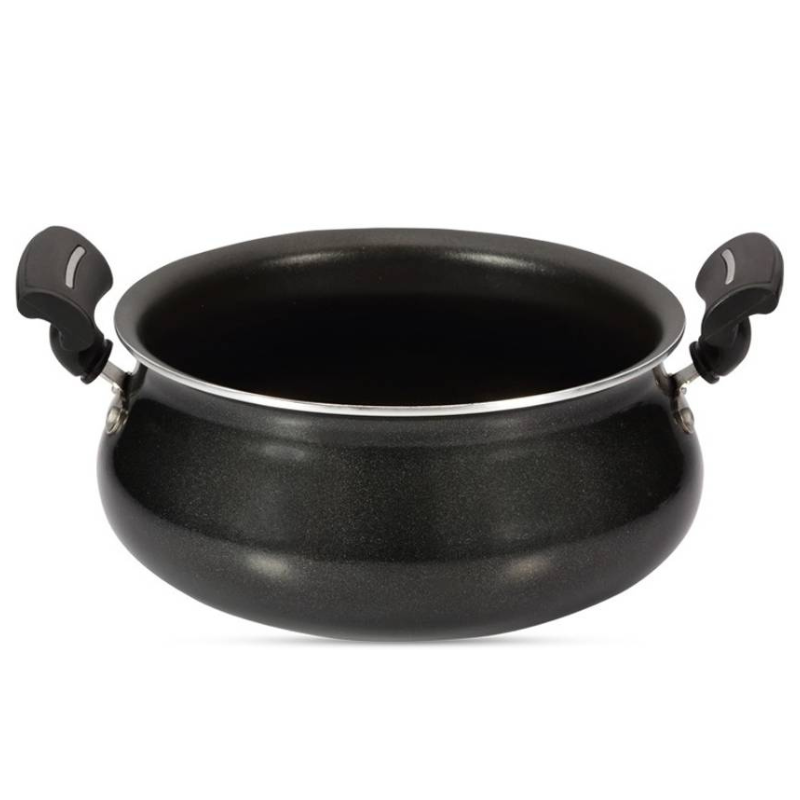 Butterfly Raga Non-stick Aluminium Handi With Lid | 15.5 Cm | Black