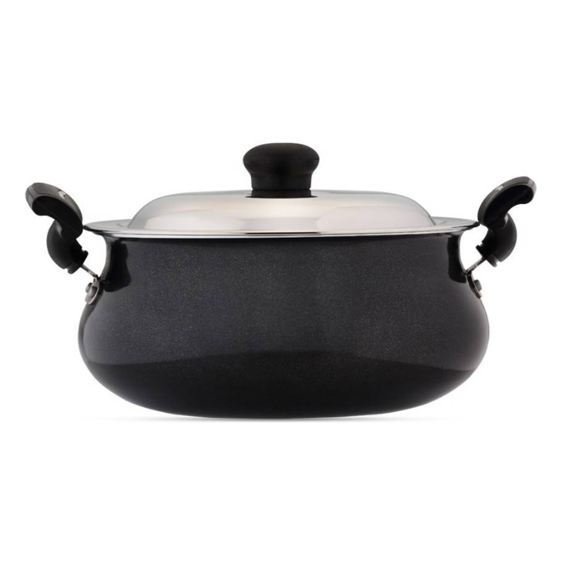 Butterfly Raga Non-stick Aluminium Handi With Lid | 15.5 Cm | Black