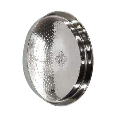 Indian Art Villa Pure Stainless Steel Hammered Design Plate