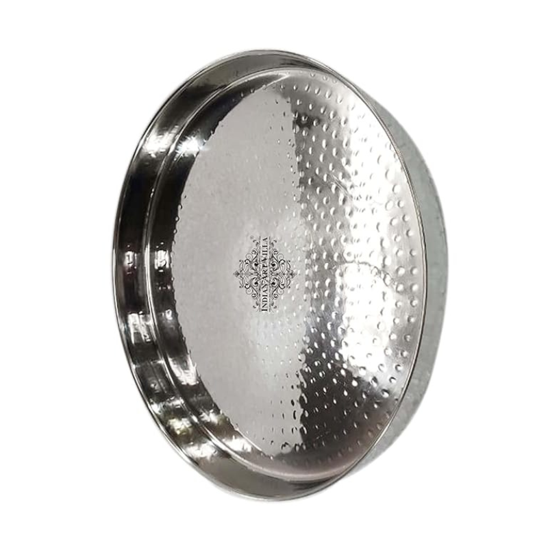 Indian Art Villa Pure Stainless Steel Hammered Design Plate