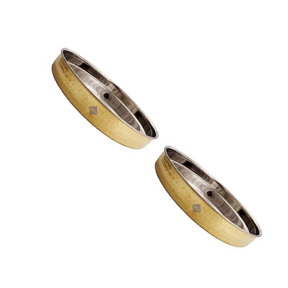Indian Art Villa Indianartvilla Brass Steel Thali Plate Dinnerware | 13.4'' Inch, 2 Pieces