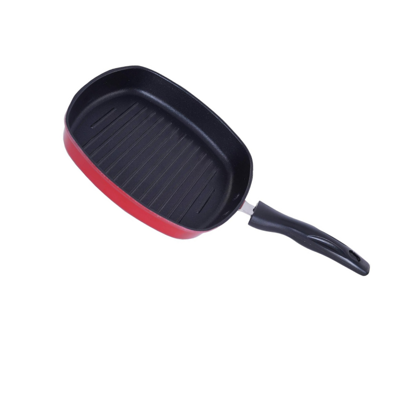 Nirlon Nonstick Square Grill Pan 22.5cm | Red & Black