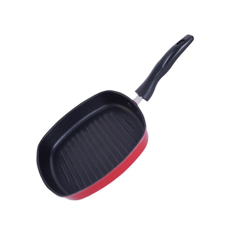 Nirlon Nonstick Square Grill Pan 22.5cm | Red & Black