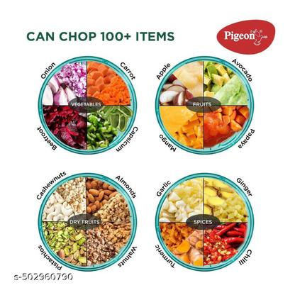 Pigeon by Stoverkraft Handy Mini Plastic Chopper With 3 Blades | Green |for Vegetable