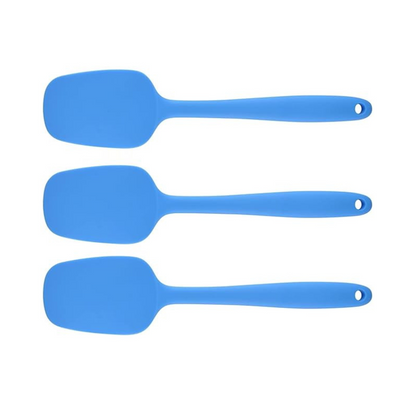 P-Plus International Heat-Resistant Baking Set Spoon Set & Spatulas for nonstick Set Blue Set of 3