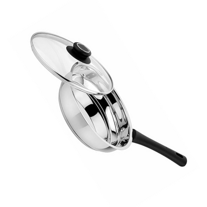 Prabha Heavy Gauge Bottom Encapsulated Base Induction Stainless Steel Frypan with Lid 1.1L and Size 18cm
