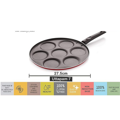 Nirlon Non-stick Aluminium Uttapam Pancake Pan Multi Snack Maker 27cm