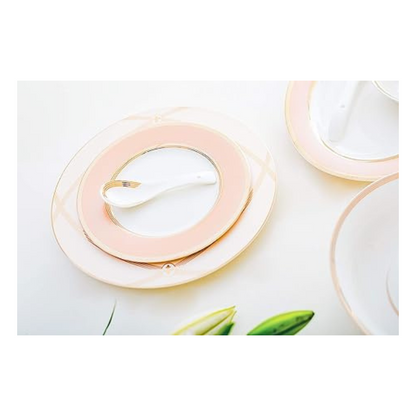 Bergner Bone China Dinner Plate Set - 6 Pieces | White