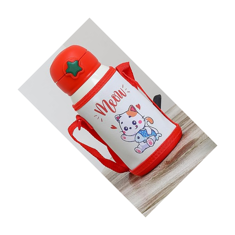 Femora Kids Kitten Water Bottle Hot & Cold Thermosteel Water Bottle for Kids - 380 gms