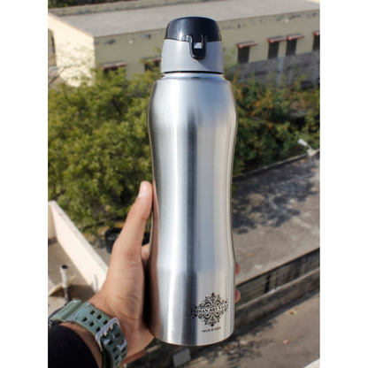 Indian Art Villa Stainless Steel Water Bottle New Sipper Cap Plain Matt - 1000 ml