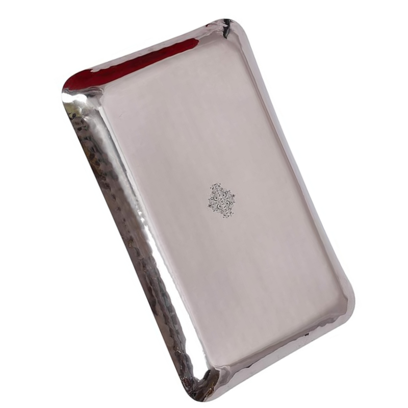 Indian Art Villa Hammered Steel Rectangular Tray Platter Tray - 490 gms