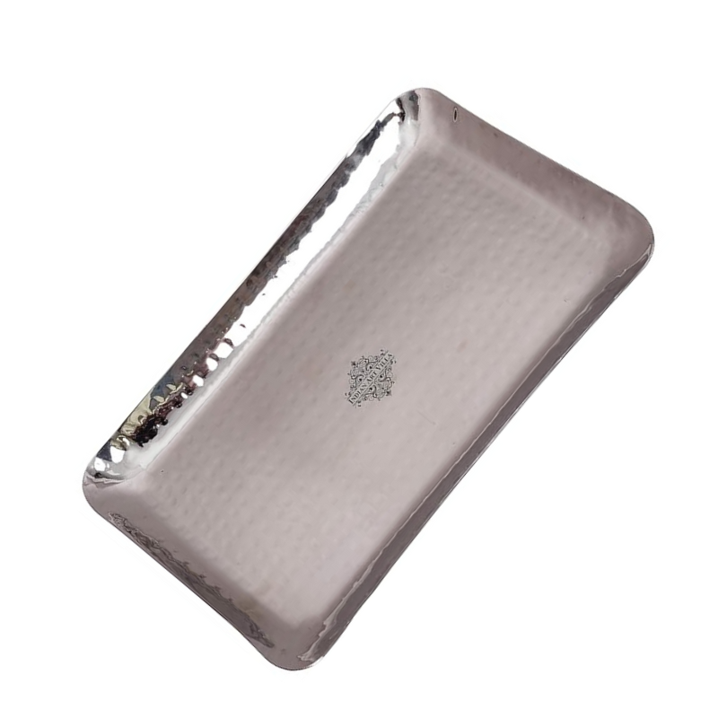 Indian Art Villa Hammered Steel Rectangular Tray Platter Tray - 490 gms