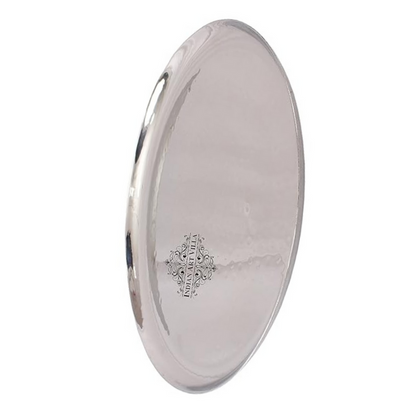 Indian Art Villa Steel Round Serving Plate 11.1" Inch Daimeter - 647 gms