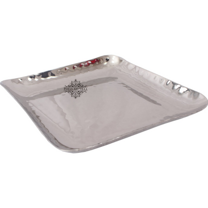 Indian Art Villa Steel Square Platter Tray - 690 gms