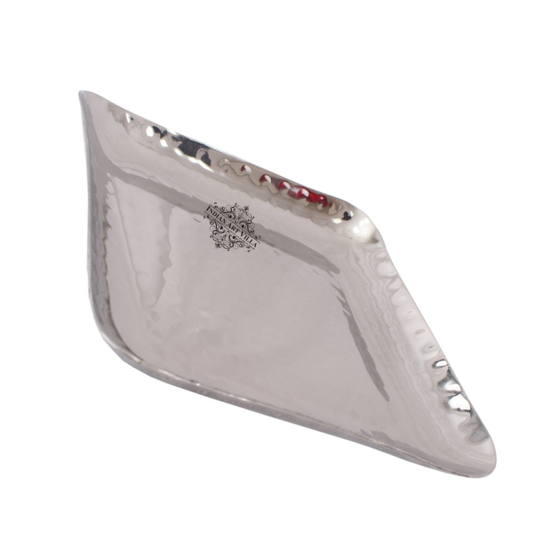 Indian Art Villa Steel Square Platter Tray - 690 gms